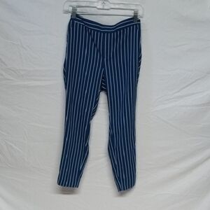 Banana Republic Pull On  Navy and White Striped  Stretch Trousers